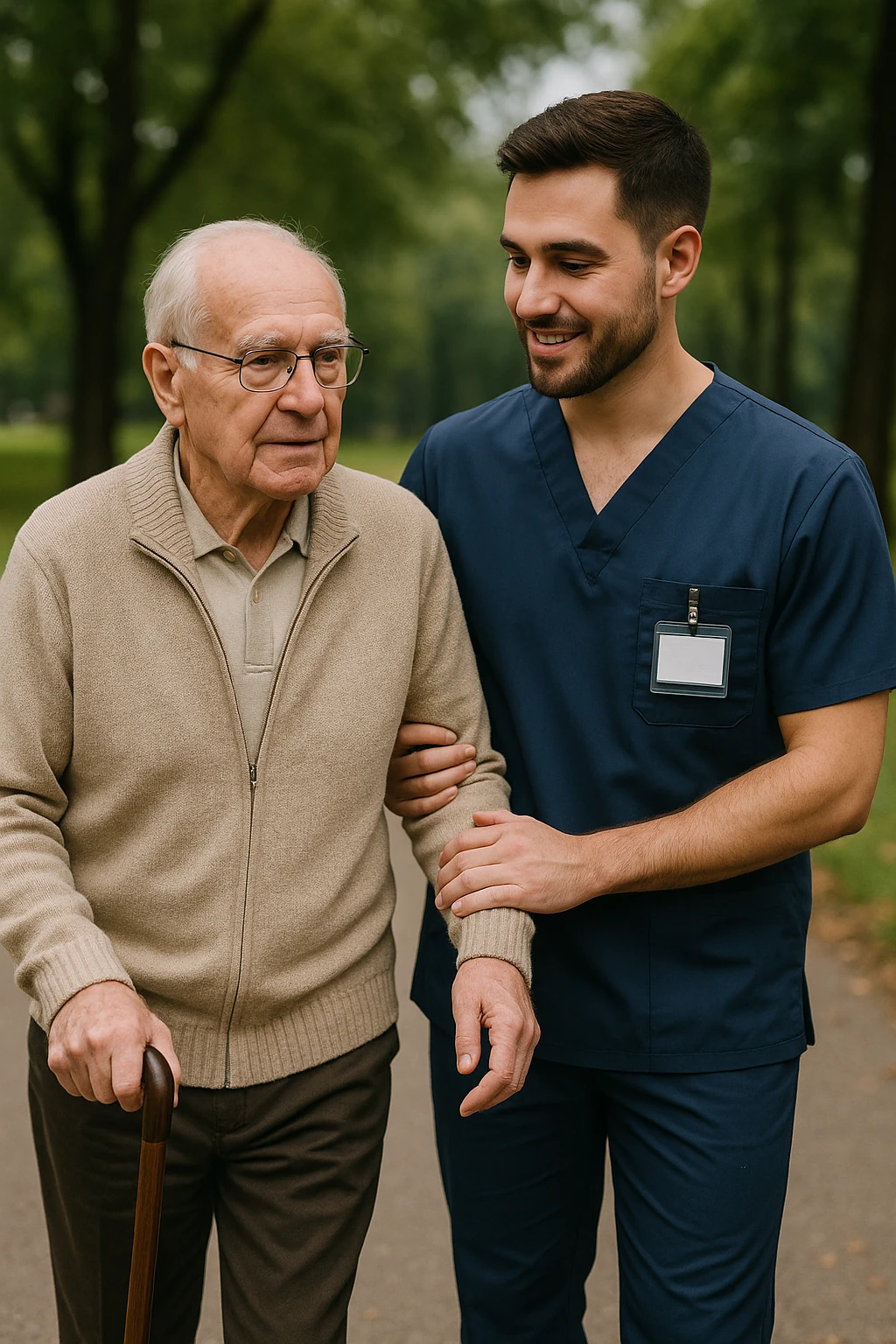 Persona mayor recibiendo asistencia a domicilio
